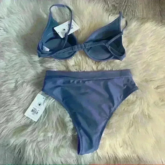 NWT Body Glove storm dusty blue bikini Greta & Marlee high thigh push up swim s - Picture 11 of 16